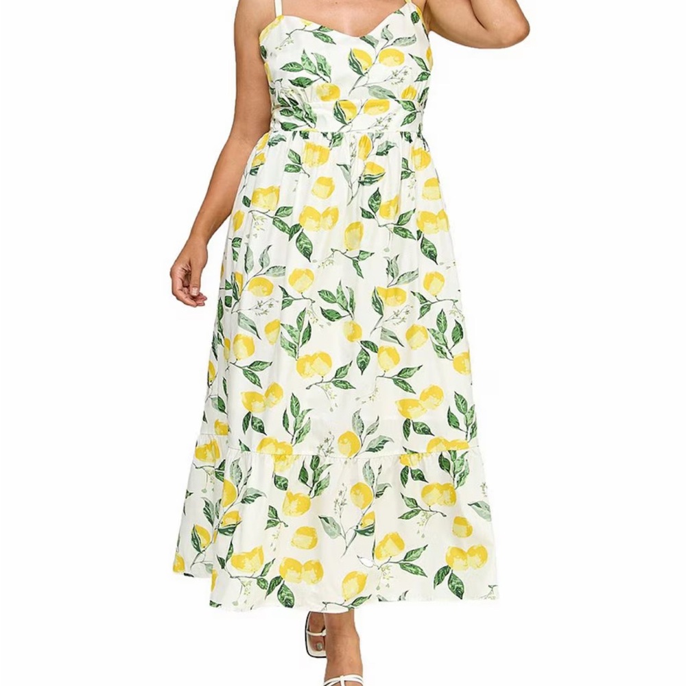 Lemon Print Maxi Dress